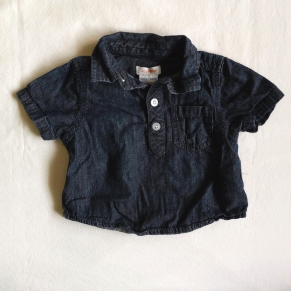 joe fresh denim popover shirt 3-6 months baby boy - Picture 1 of 4